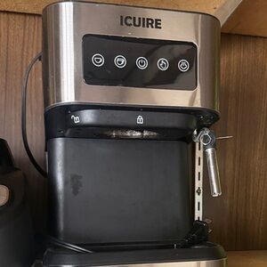 Black and Stainless Espresso Machine with Steam Wand